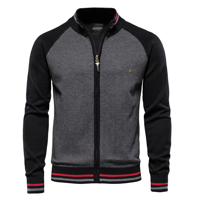 Pull homme zippé bicolore