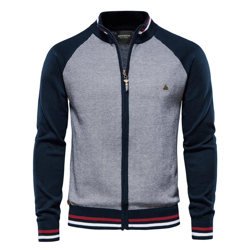 Pull homme zippé bicolore