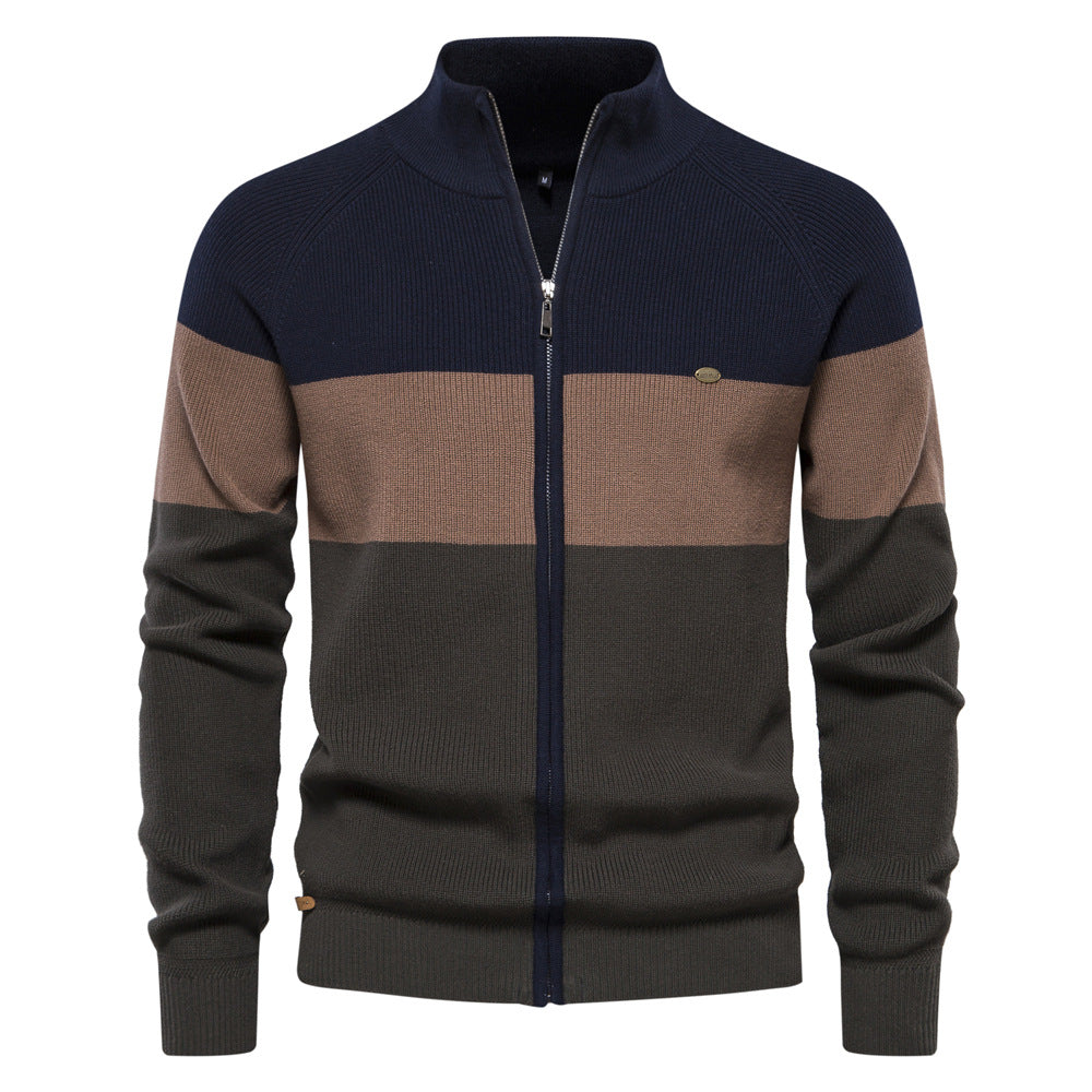 Pull homme zippé colorblock
