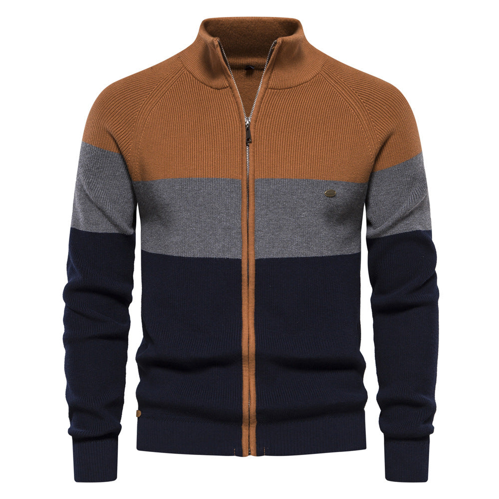Pull homme zippé colorblock