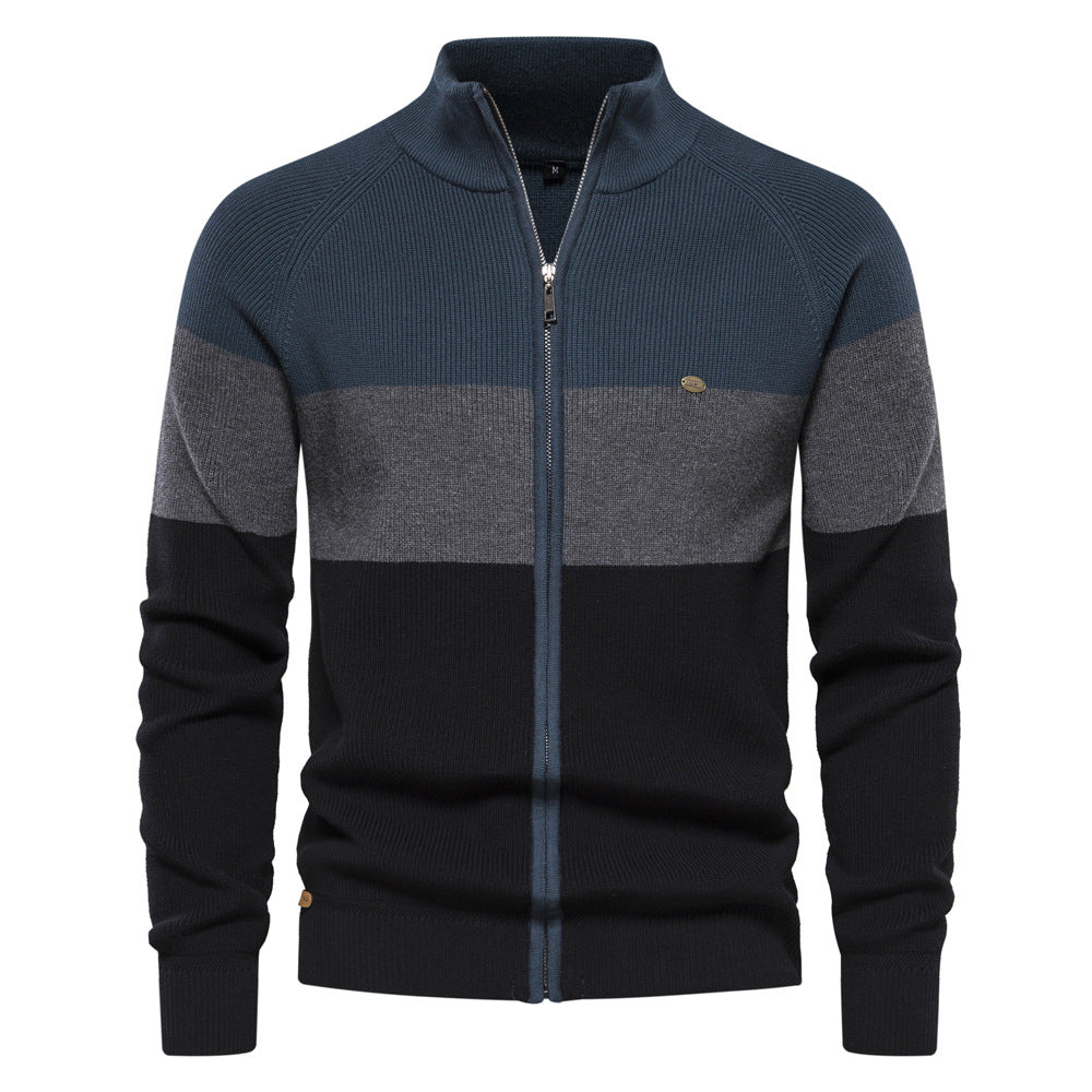 Pull homme zippé colorblock