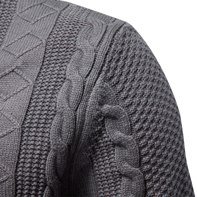 Pull homme zippé à maille torsadée