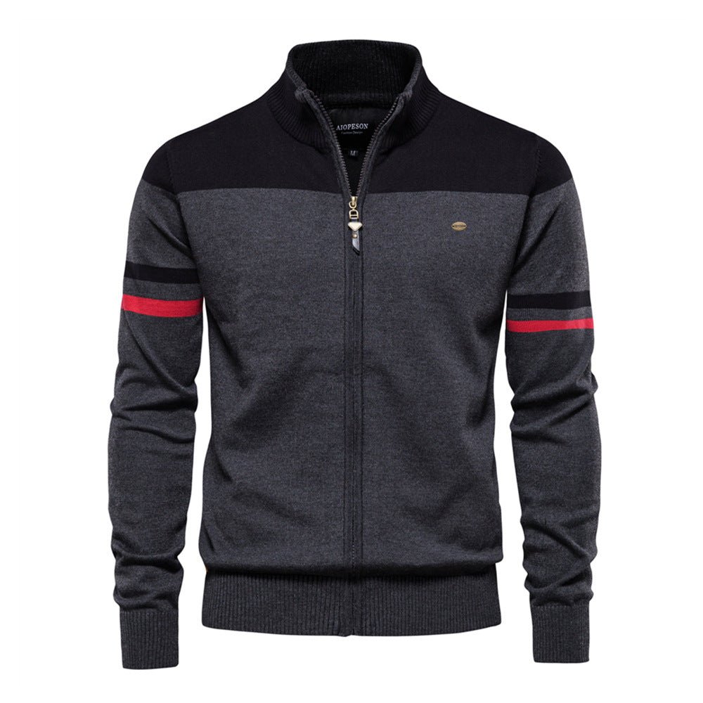 Pull homme zippé rayé