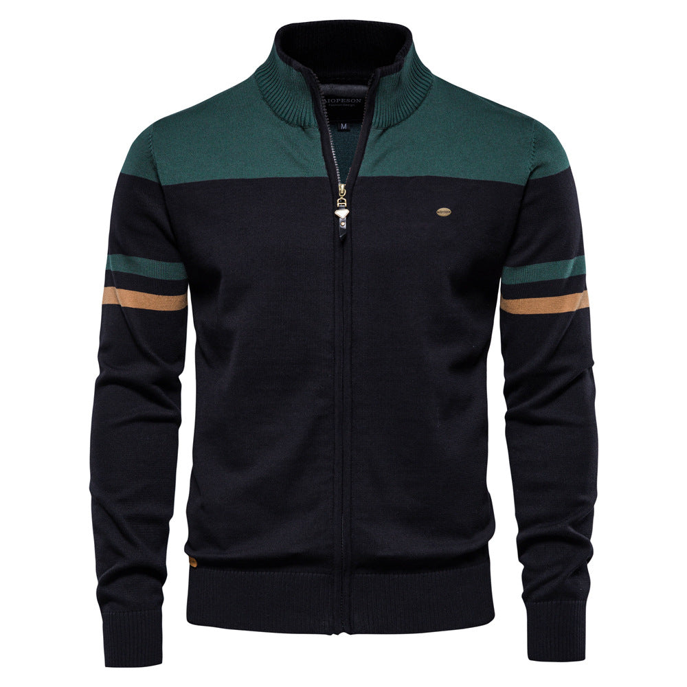 Pull homme zippé rayé