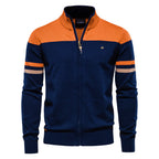 Pull homme zippé rayé