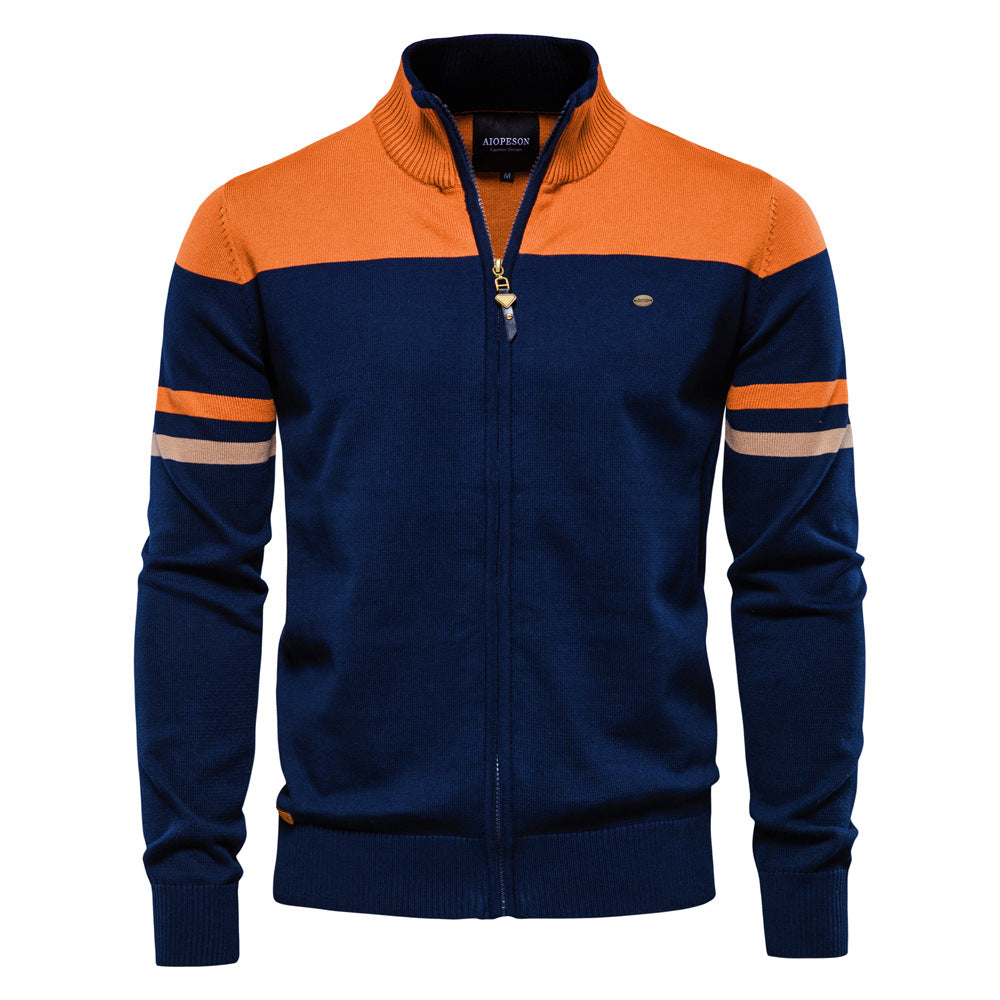 Pull homme zippé rayé