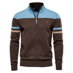 Pull homme zippé rayé