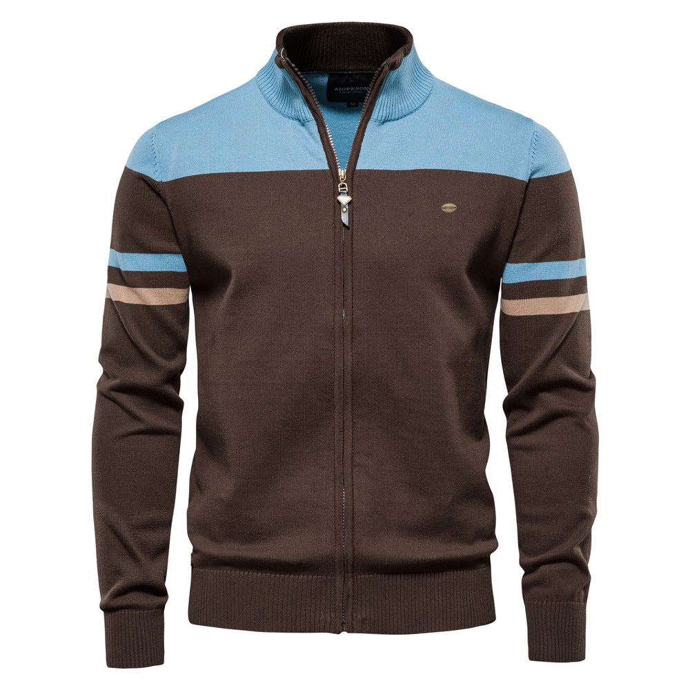 Pull homme zippé rayé