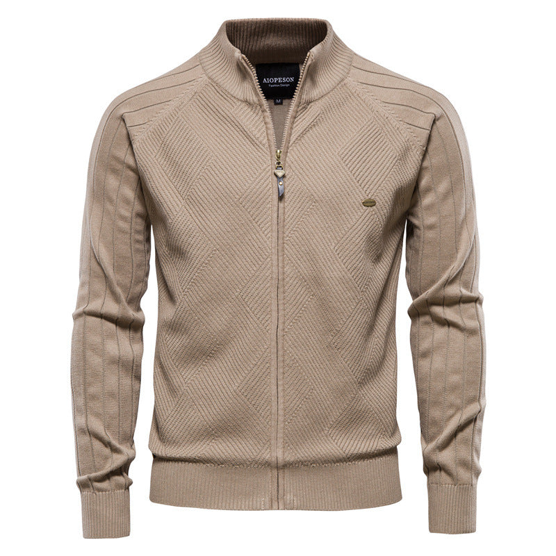 Pull homme zippé texturé