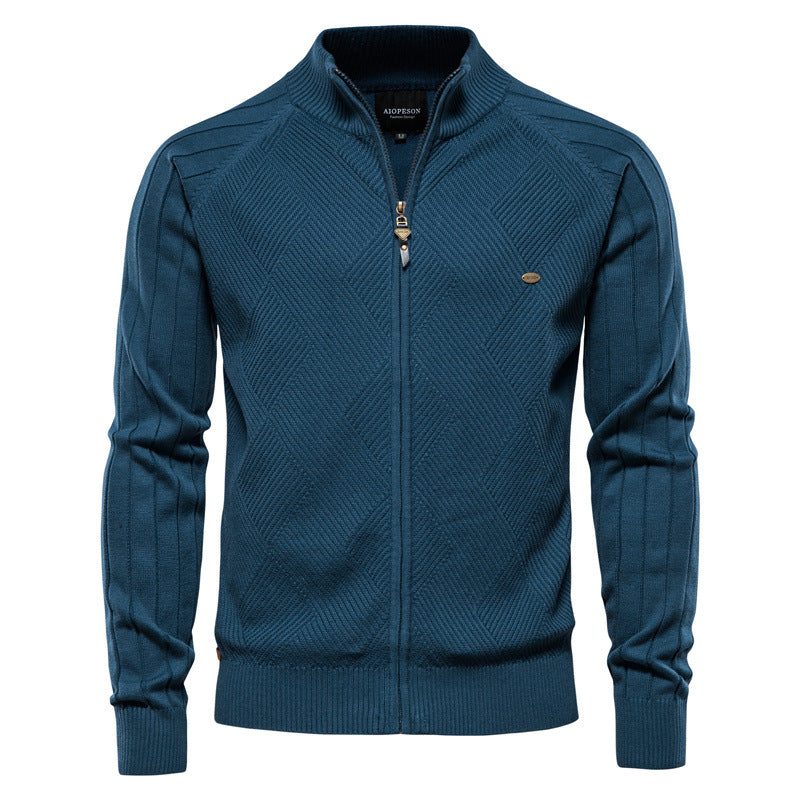 Pull homme zippé texturé