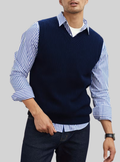 Pull sans manches à col V pour homme