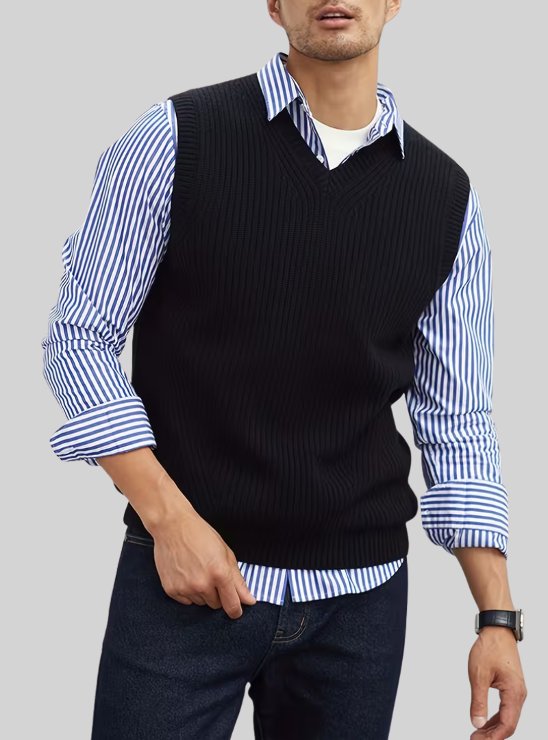 Pull sans manches à col V pour homme