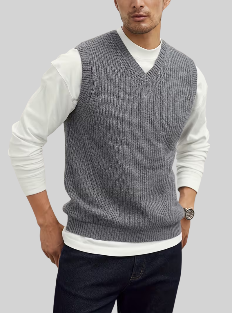Pull sans manches à col V pour homme