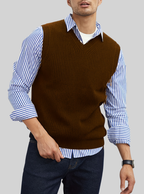 Pull sans manches à col V pour homme
