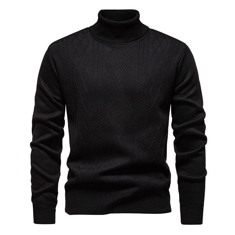 Pull torsadé à col roulé pour homme