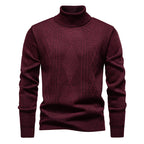 Pull torsadé à col roulé pour homme
