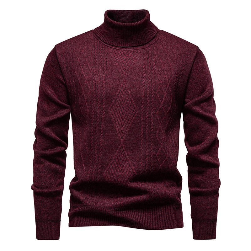 Pull torsadé à col roulé pour homme