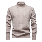Pull torsadé à col roulé pour homme