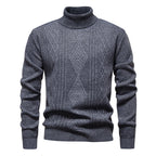 Pull torsadé à col roulé pour homme