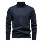 Pull torsadé à col roulé pour homme