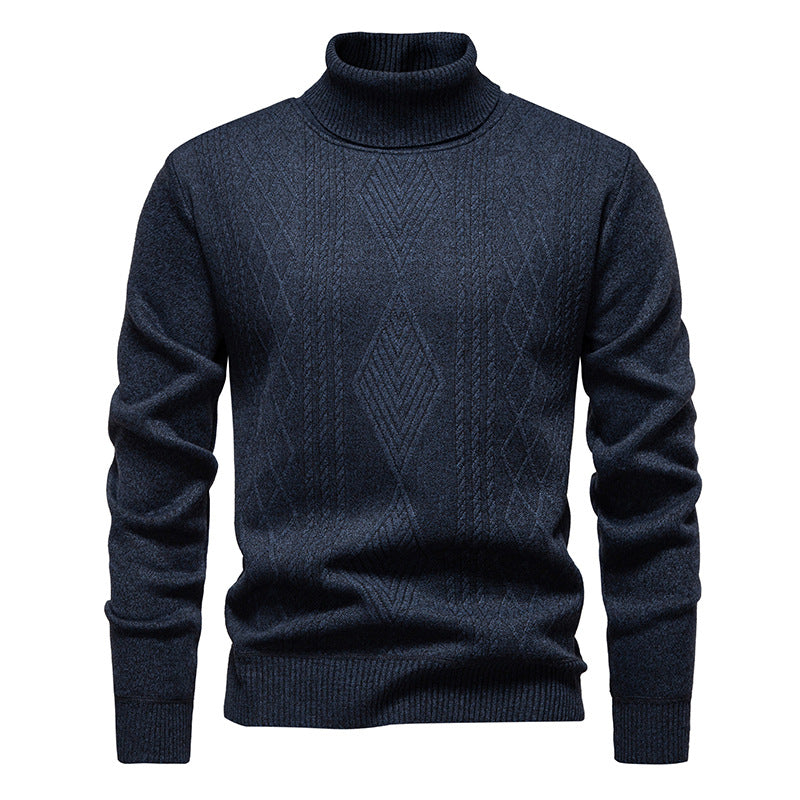 Pull torsadé à col roulé pour homme