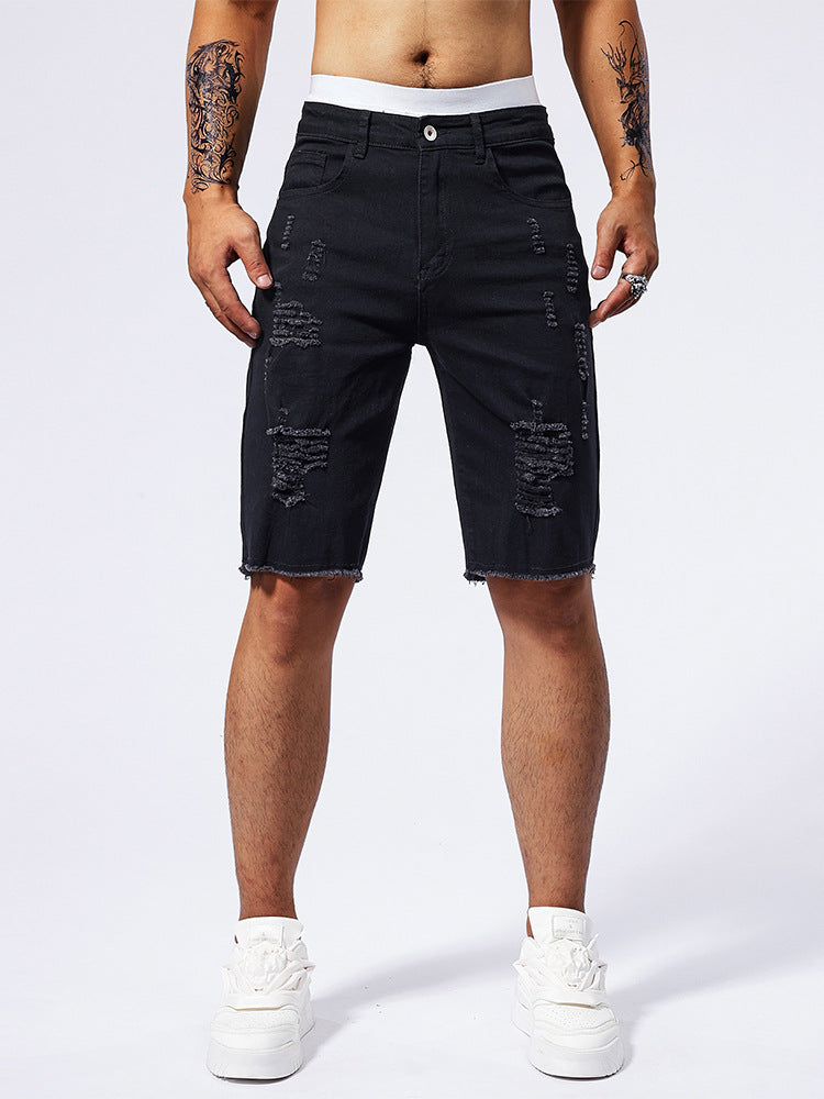 Short homme déchiré coupe droite