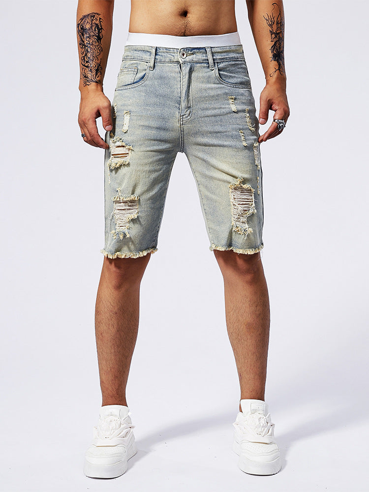Short homme déchiré coupe droite