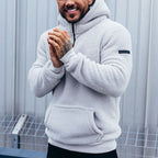 Sweat homme à capuche effet peluche