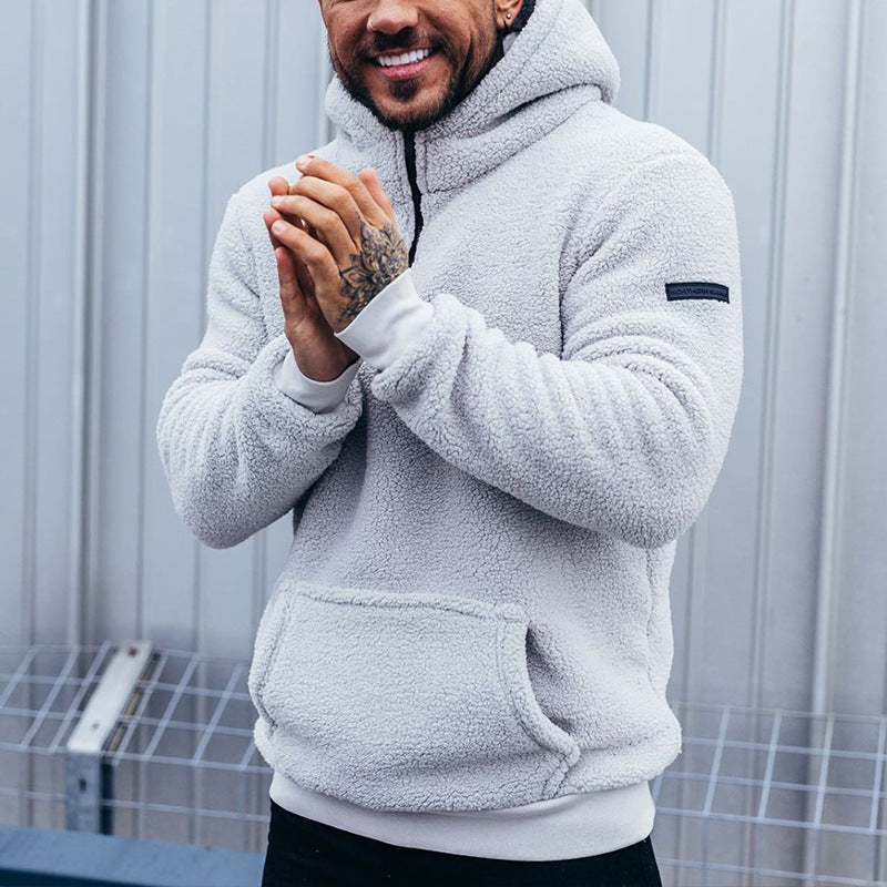 Sweat homme à capuche effet peluche
