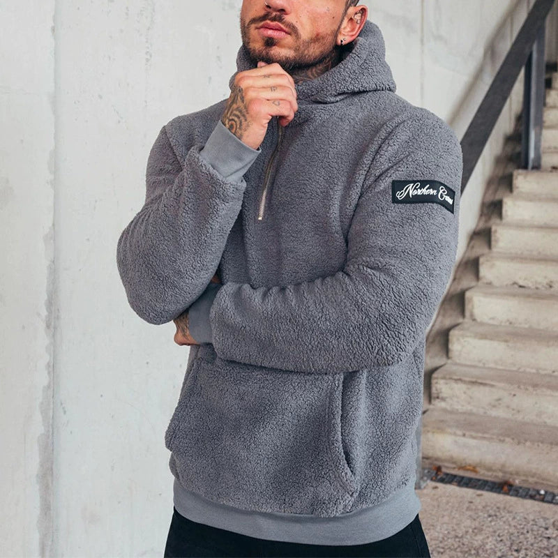 Sweat homme à capuche effet peluche