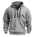 Sweat homme à capuche demi-zip manches longues