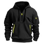 Sweat homme à capuche demi-zip manches longues