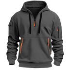 Sweat homme à capuche demi-zip manches longues