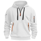 Sweat homme à capuche demi-zip manches longues