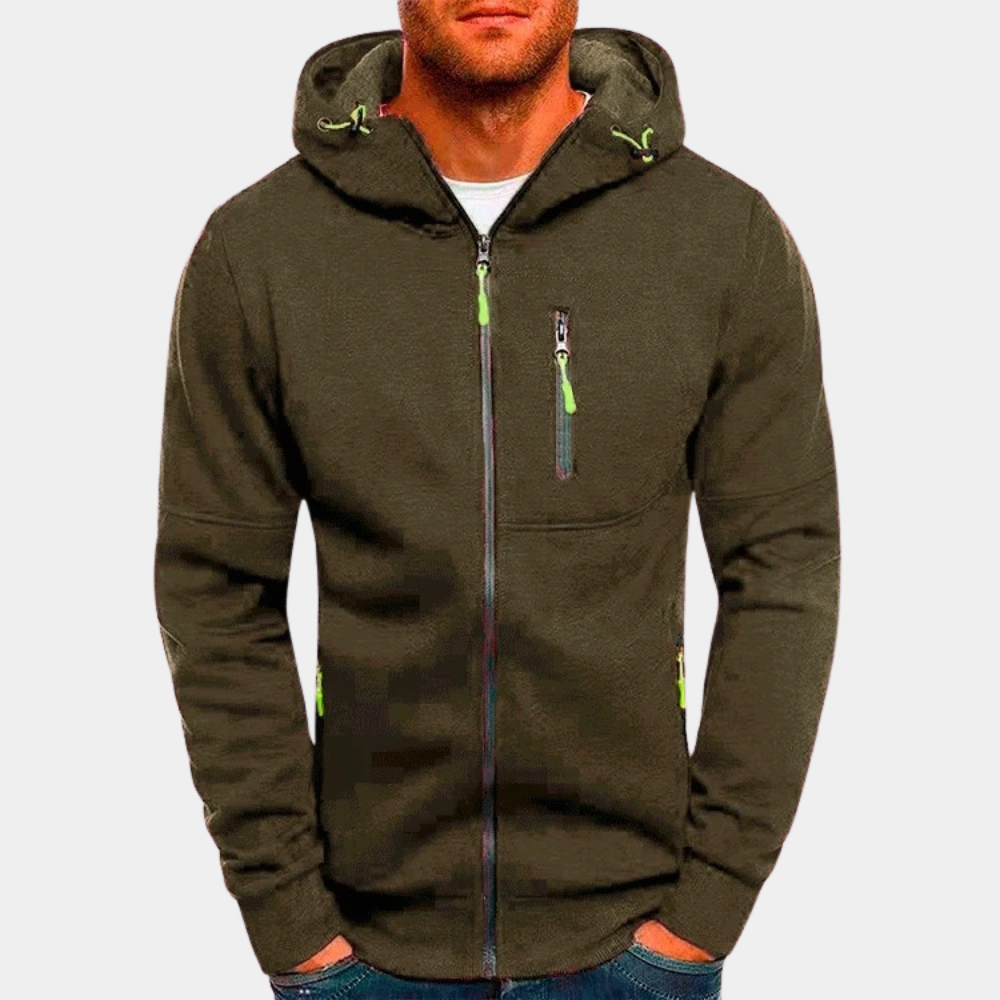Sweat homme à capuche zippé manches longues