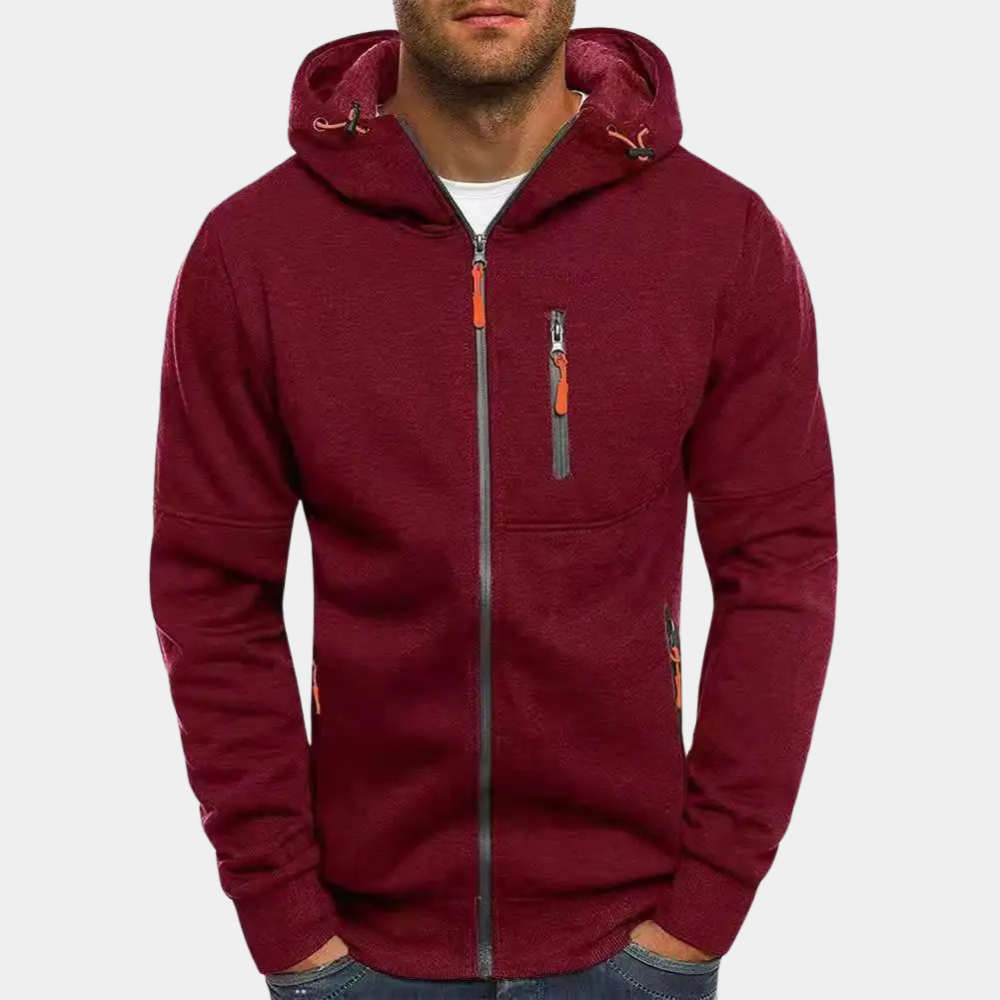 Sweat homme à capuche zippé manches longues