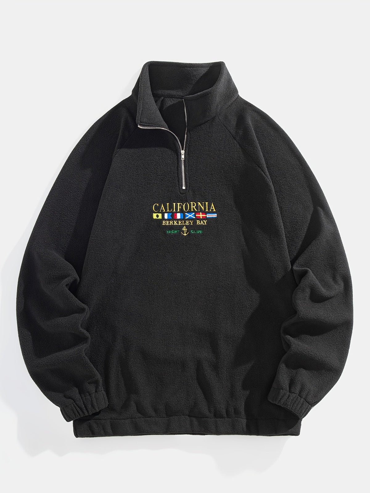 Sweat homme col montant demi-zip manches raglan