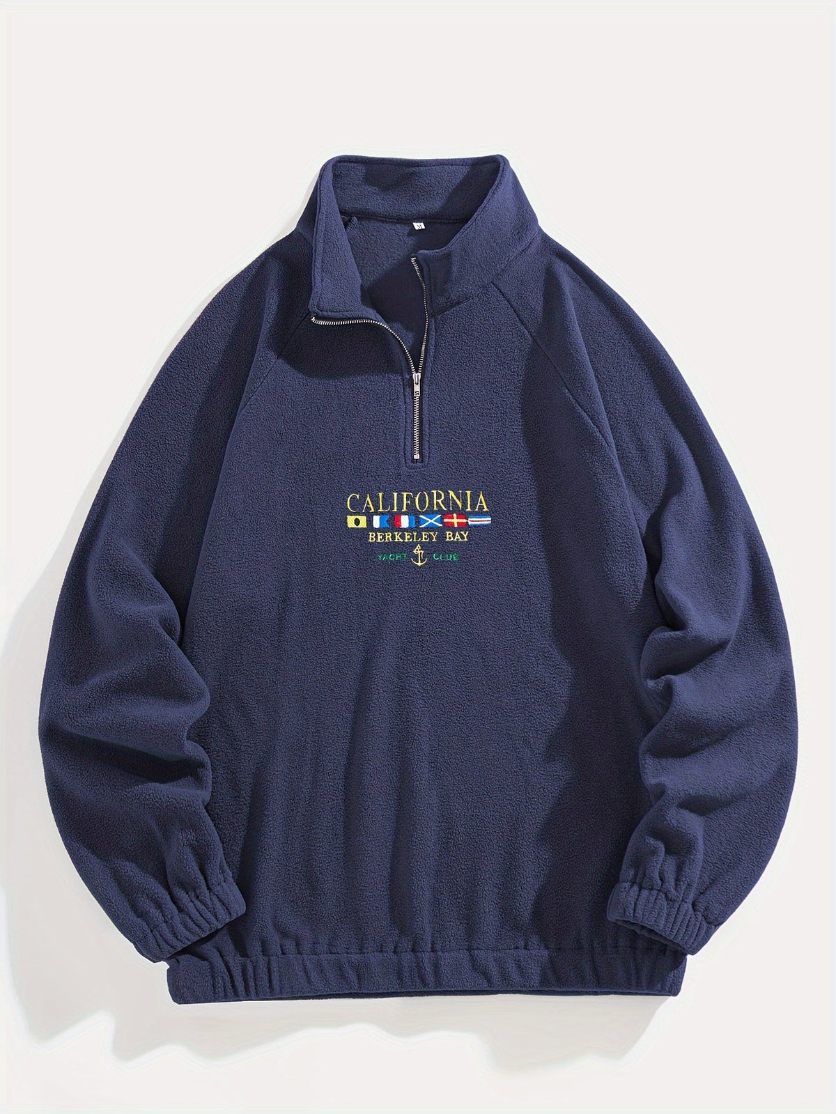 Sweat homme col montant demi-zip manches raglan