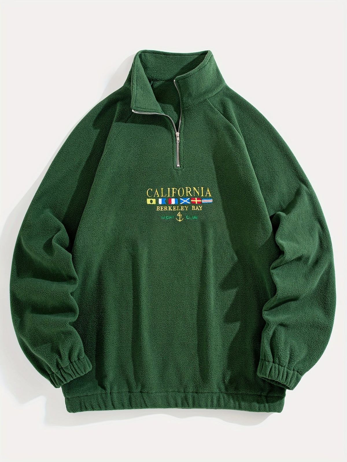 Sweat homme col montant demi-zip manches raglan