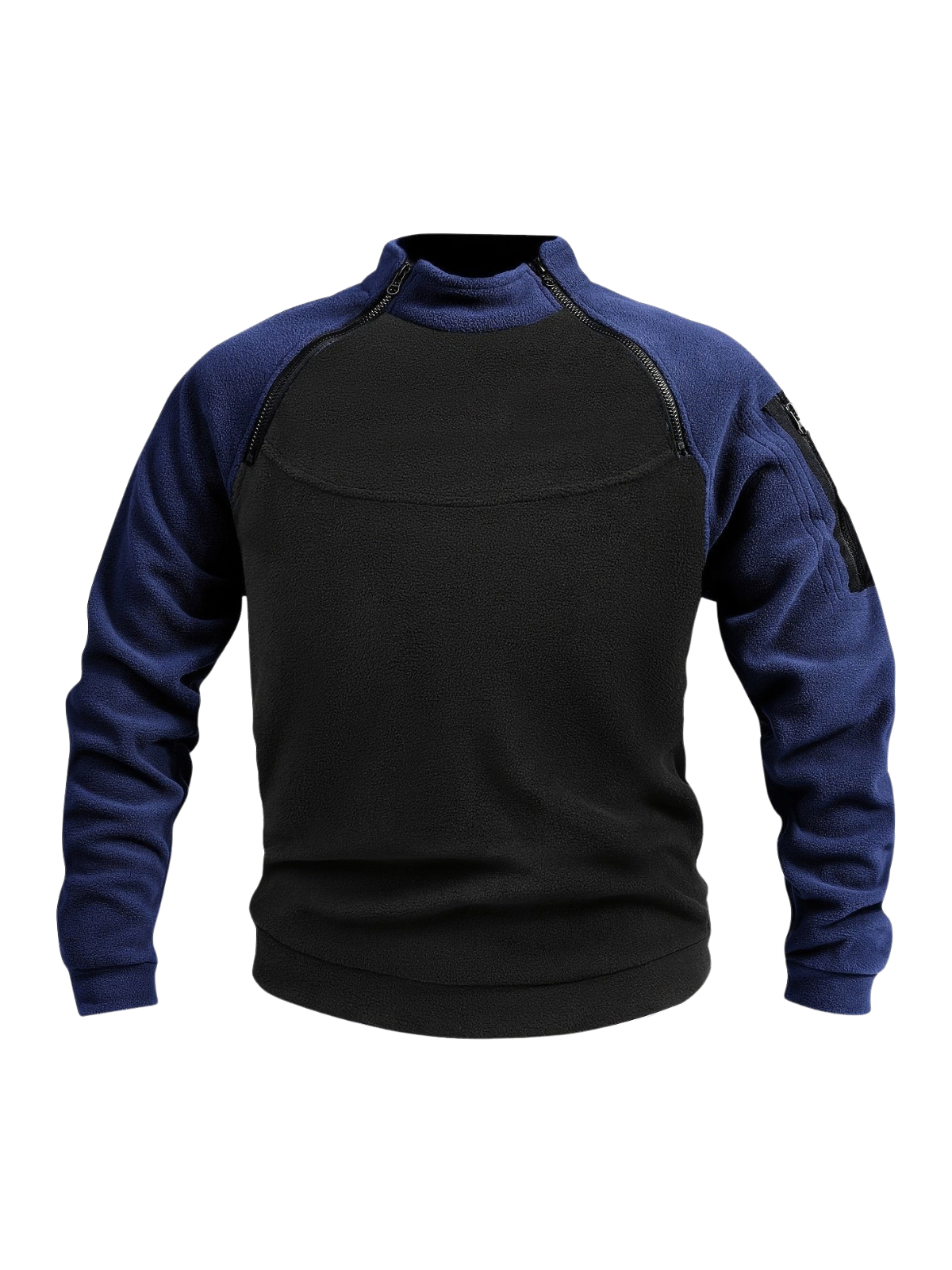 Sweat homme col montant zippé manches raglan