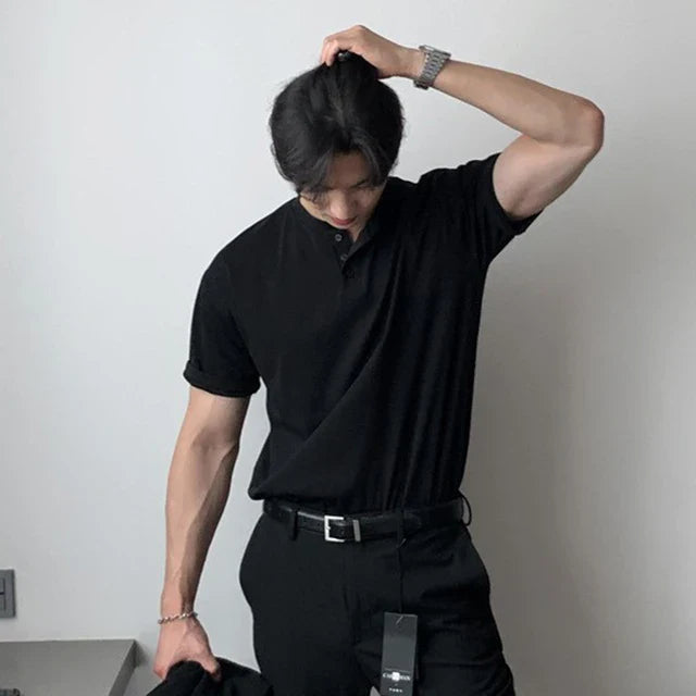 T-shirt homme boutonné