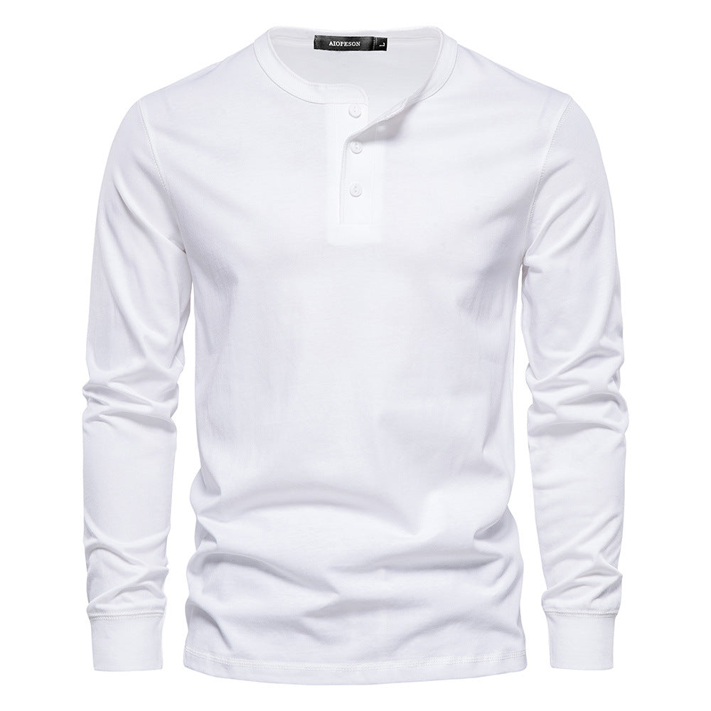 T-shirt homme col tunisien boutonné