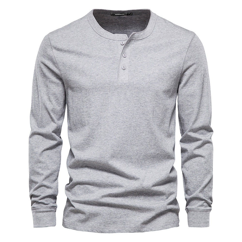 T-shirt homme col tunisien boutonné