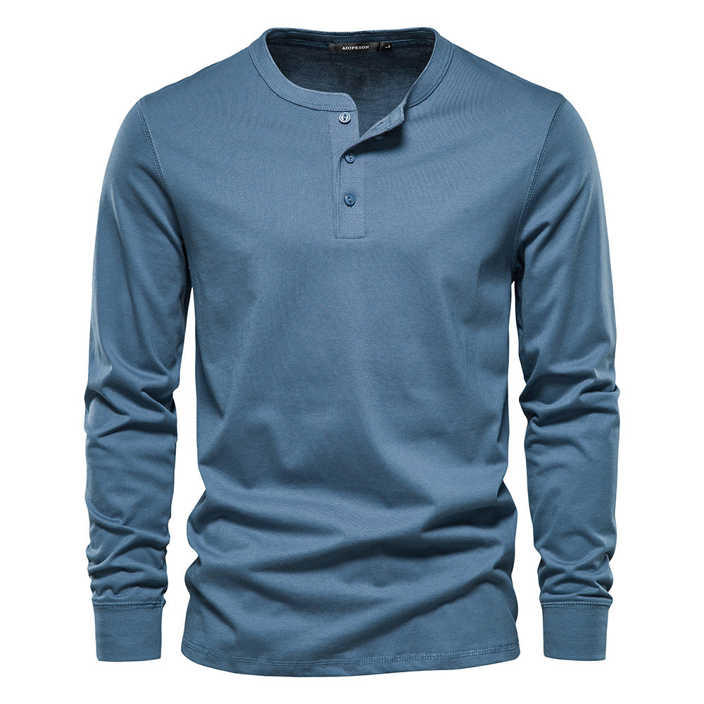 T-shirt homme col tunisien boutonné