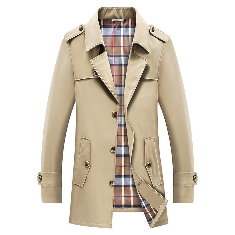 Trench homme à manches longues boutonné