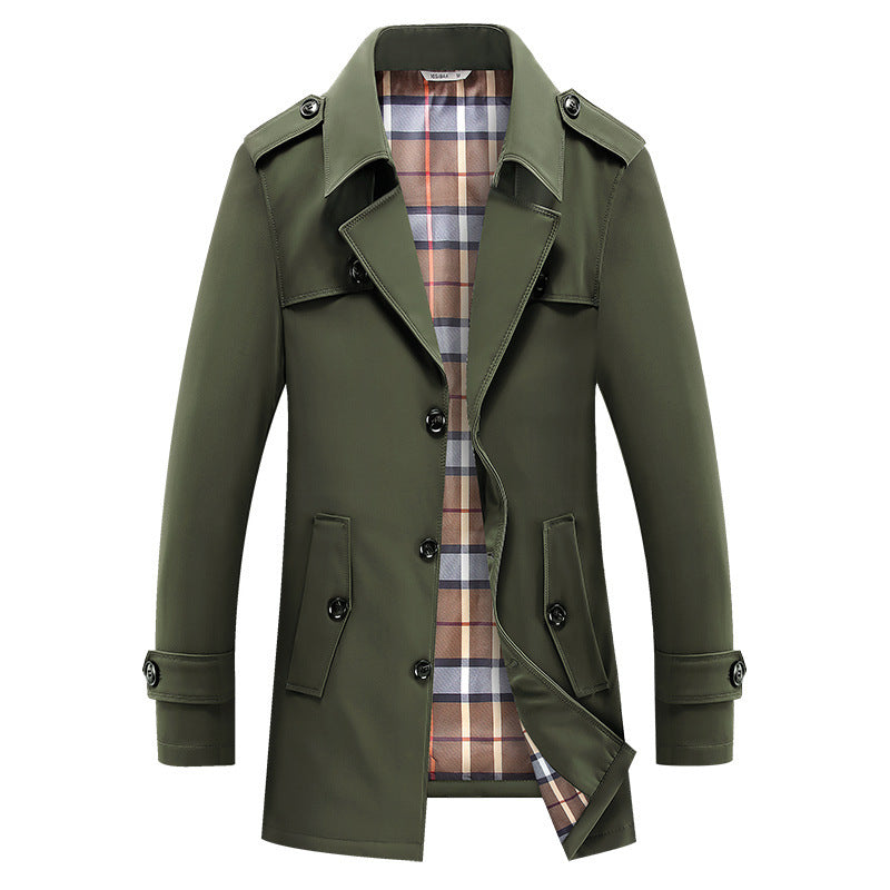 Trench homme à manches longues boutonné