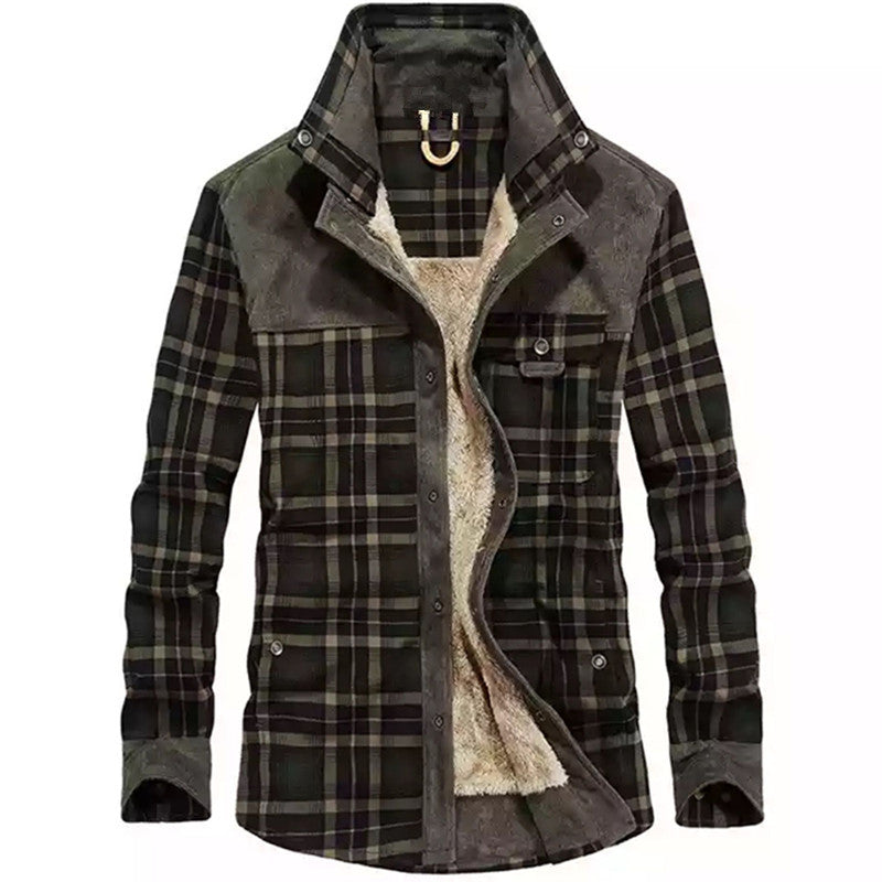Veste homme à carreaux doublée col montant