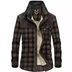 Veste homme à carreaux doublée col montant