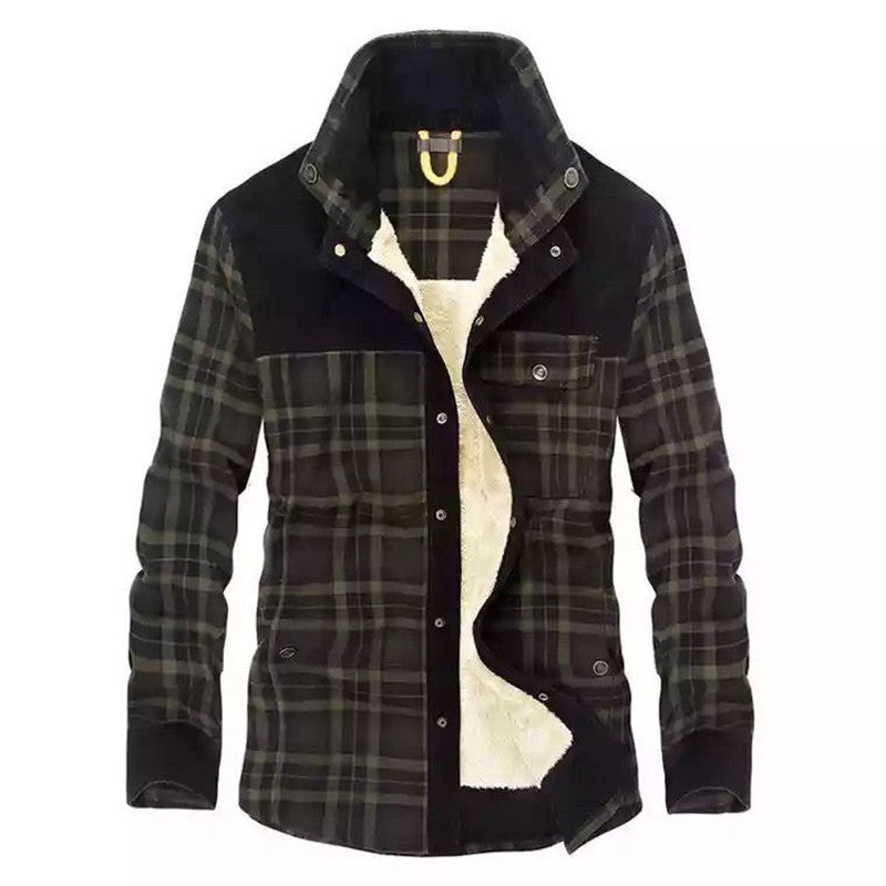 Veste homme à carreaux doublée col montant