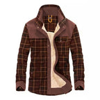 Veste homme à carreaux doublée col montant